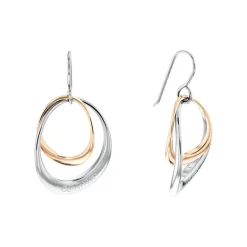 Boucles d'oreilles femme pendantes CALVIN KLEIN KLEIN WARPED RINGS acier bicolore