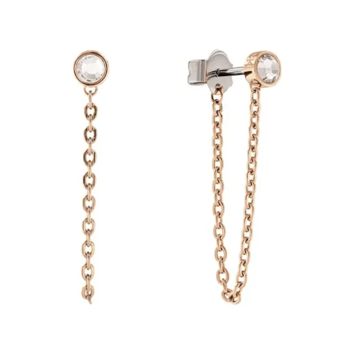 Boucles d'oreilles femme pendantes CALVIN KLEINCALVIN KLEIN LINKED acier doré rose et cristaux