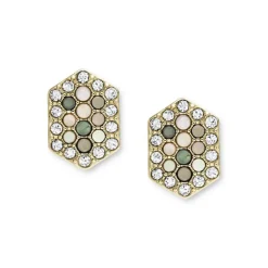 boucles d'oreilles femme puces FOSSIL Val Holiday Sparkles acier doré, nacres et oxydes