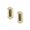 boucles d'oreilles femme puces FOSSIL Val Black and Gold acier doré, nacres et oxydes