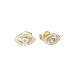 Boucles d'Oreilles Femme puces GUESS GET LUCKY métal doré et strass