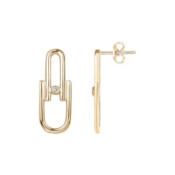 Boucles d'Oreilles Femme Pendantes Évidence La Garçonne PLAQUE OR et Diamants