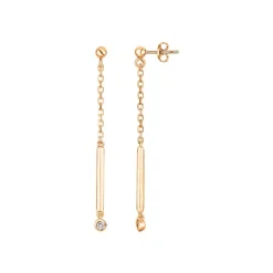 Boucles d'Oreilles Femme Pendantes Essentielle La Garçonne PLAQUE OR et Diamants