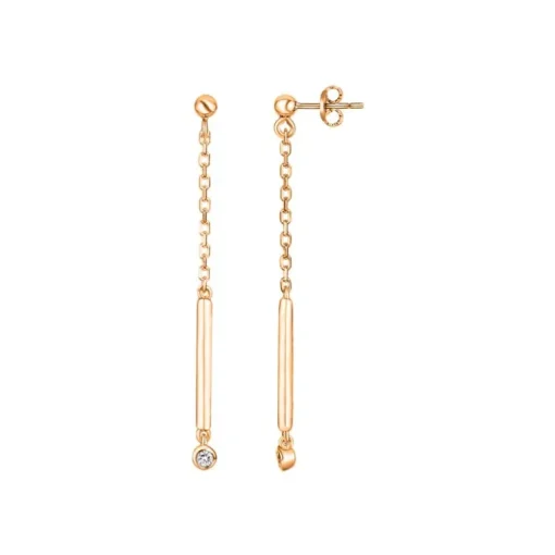 Boucles d'Oreilles Femme Pendantes Essentielle La Garçonne PLAQUE OR et Diamants