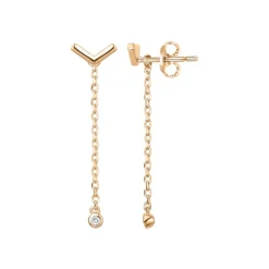 Boucles d'Oreilles Femme Pendantes Essentielle La Garçonne PLAQUE OR et Diamants
