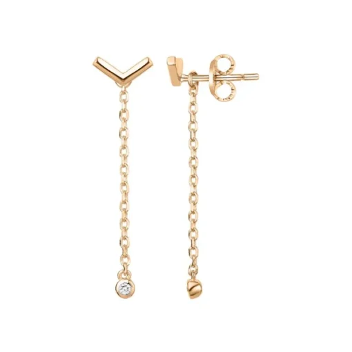 Boucles d'Oreilles Femme Pendantes Essentielle La Garçonne PLAQUE OR et Diamants