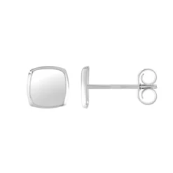 Boucles d'Oreilles Femme Puces OR 750/1000 Blanc