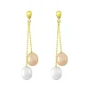 Boucles d'Oreilles Femme Pendantes OR 750/1000 Jaune et Perles