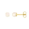 Boucles d'Oreilles Femme Puces OR 750/1000 Jaune et Perles
