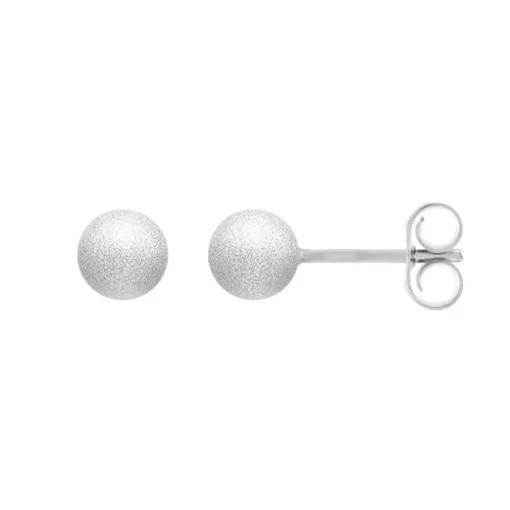 Boucles d'Oreilles Femme Puce OR 750/1000 Blanc