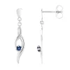 Boucles d'Oreilles Femme Pendantes OR 750/1000 Blanc et Saphirs