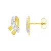 Boucles d'Oreilles Femme Puces OR 375/1000 Bicolore et Oxydes