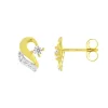Boucles d'Oreilles Femme Puces OR 375/1000 Bicolore et Oxydes