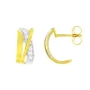 Boucles d'Oreilles Femme Puces OR 375/1000 Bicolore et Oxydes