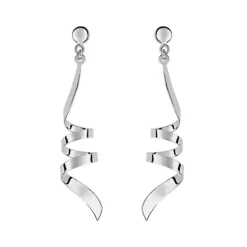 Boucles d'Oreilles Femme Pendantes OR 375/1000 Blanc