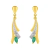 Boucles d'Oreilles Femme Pendantes OR 375/1000 Bicolore et Emeraudes
