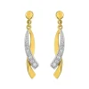 Boucles d'Oreilles Femme Pendantes OR 375/1000 Bicolore et Oxydes