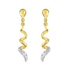 Boucles d'Oreilles Femme Pendantes OR 375/1000 Bicolore et Oxydes