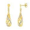 Boucles d'Oreilles Femme Pendantes OR 375/1000 Bicolore et Diamants