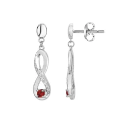 Boucles d'Oreilles Femme Pendantes Infini EDORA ARGENT 925/1000 et Spinelles Rouges EDO70400541