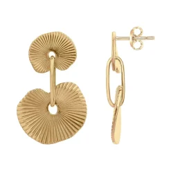 Boucles d'Oreilles Femme Pendantes Coquillages PLAQUE OR Jaune