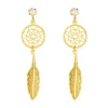 Boucles d'Oreilles Femme Pendantes OR 375/1000 Jaune et Oxydes
