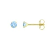Boucles d'Oreilles Femme Puces OR 375/1000 Jaune et Topaze
