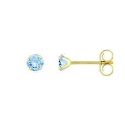 Boucles d'Oreilles Femme Puces OR 375/1000 Jaune et Topaze