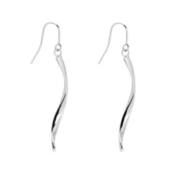 Boucles d'Oreilles Femme Pendante Crochet OR 375/1000 Blanc