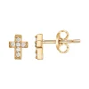 Boucles d'Oreilles Femme Puces Croix PLAQUE OR Jaune et Oxydes
