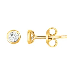 Boucles d'Oreilles Femme Puces PLAQUE OR Jaune et Oxydes