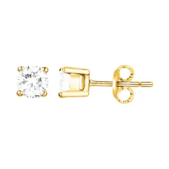 Boucles d'Oreilles Femme Puces PLAQUE OR Jaune et Oxydes