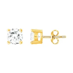 Boucles d'Oreilles Femme Puces PLAQUE OR Jaune et Oxydes