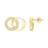 Boucles d'Oreilles Femme Puces PLAQUE OR Jaune et Oxydes