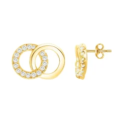 Boucles d'Oreilles Femme Puces PLAQUE OR Jaune et Oxydes