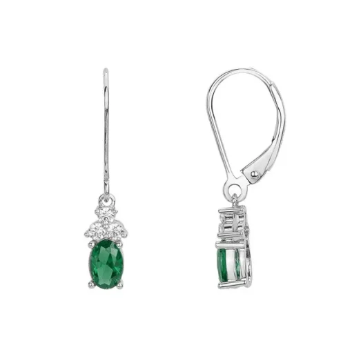 Boucles d'Oreilles Femme Pendantes EDORA ARGENT 925/1000 et Spinelles Vertes EDO70400528