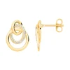 Boucles d'Oreilles Femme Puces Cercles PLAQUE OR Jaune et Oxydes