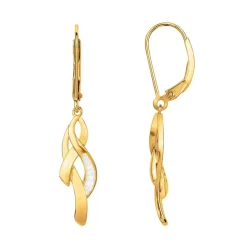 Boucles d'Oreilles Femme Pendantes Dormeuses PLAQUE OR et Oxydes
