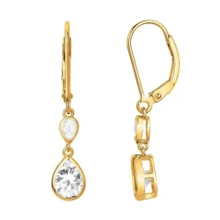 Boucles d'Oreilles Femme Pendantes Dormeuses PLAQUE OR et Oxydes