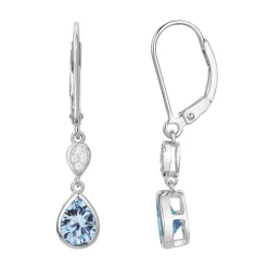Boucles d'Oreilles Femme Pendantes Dormeuses ARGENT 925/1000 et Spinelles bleues