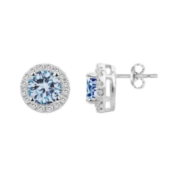 Boucles d'Oreilles Femme Puces ARGENT 925/1000 et Spinelles bleues