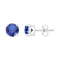 Boucles d'Oreilles Femme Puces ARGENT 925/1000 et Spinelles bleues