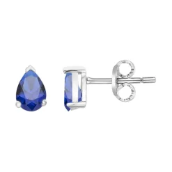 Boucles d'Oreilles Femme Puces ARGENT 925/1000 et Spinelles bleues