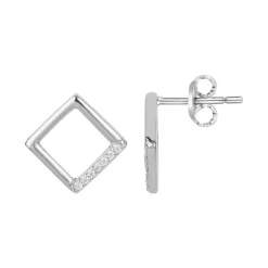 Boucles d'Oreilles Femme Puces Carrées ARGENT 925/1000 et Oxydes
