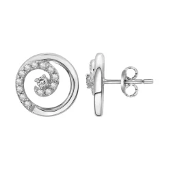 Boucles d'Oreilles Femme Puces Cercles ARGENT 925/1000 et Oxydes