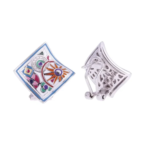 Boucles d'Oreilles Femme Pashmina UNA STORIA ARGENT 925/1000 Laqué Multicolore et Oxydes
