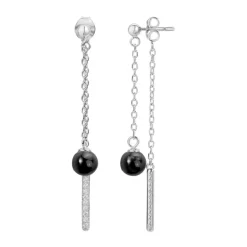 Boucles d'Oreilles Femme Pendantes EDORA ARGENT 925/1000 Boules Céramiques et Oxydes