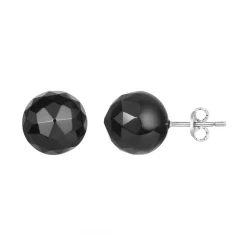 Boucles d'Oreilles Femme Puces EDORA ACIER et Céramique Noire Facettée