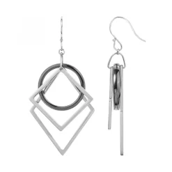 Boucles d'Oreilles Femme Pendantes EDORA Acier et Céramique noire