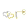 Boucles d'Oreilles Femme Puces OR 375/1000 Bicolore et Oxydes